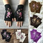 Paarse Polyester Handwas Bloemen Vingerloze handschoenen  voor de Winter Sustainable voor Dames 