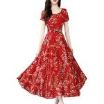 Bohemian Rode Polyester Bloemen Ballerina's met hak  voor een Stappen / uitgaan / feest  voor de Lente Sleehakken voor Dames 