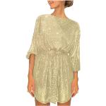 Casual Gouden Polyester Party jurken  voor een Bruiloft V-hals  in maat XL met Lange mouwen Mini met Sequins voor Dames 