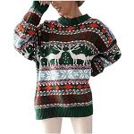 Casual Groene Wollen Oversized truien  voor een Kerstmis  voor de Winter V-hals  in maat L met motief van Ananas asymmetrische voor Dames 