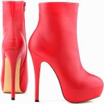Sexy Rode PVC Hoge sneakers  voor de Herfst met Ronde neuzen voor Dames 