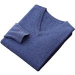 Casual Blauwe Merinowollen Handwas Bloemen V-hals truien  voor de Herfst V-hals  in maat XXL voor Heren 