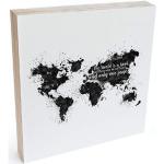 Witte Houten Artprint met motief van Wereldkaart 