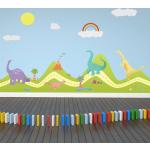 Walplus kids decoratie sticker - heuvel met dino&apos;s