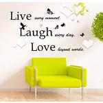 Walplus Valentines Combo-hart spiegel kunst met Live Laugh Love citaat, 122cm x 108cm, multi-kleur