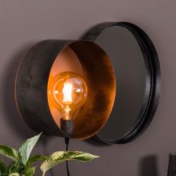 Wandlamp met ronde spiegel industrieel 33x41cm