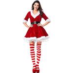 WANGIRL Sets Miss Jurk Pak Dames Sexy Kerstmis Xmas Feestelijke Fancy Jurk Podium Prestatie Thema Party Cosplay Santa Outfit Kostuum Hooded voor Vrouwen Nachtkleding (Kleur: Rood, Maat: L)