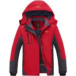 Rode Fleece Capuchon winddichte waterdichte Ski-jassen  in maat M voor Dames 