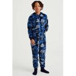 Donkerblauwe Fleece We Fashion All over print Kinder onesies  in maat 116 voor Jongens 