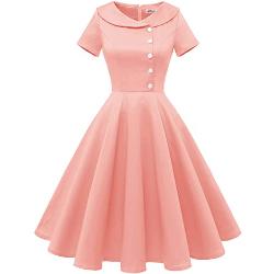 Wedtrend Cocktailjurk voor dames, rockabilly-jurk, feestelijke avondjurk, korte vintage jurk, jaren 50, roze (blush), M