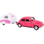 Welly auto Volkswagen Beetle 21 cm staal roze/wit 2-delig