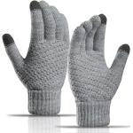 Grijze Elasthan Touch Screen handschoenen  voor de Lente  in Onesize voor Dames 
