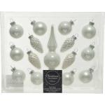 Winter Witte Glazen Kerstballen 3 Cm En Piek Set Voor Mini Kerstboom 15-dlg - Kerstbal