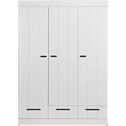 Witte kledingkast 3-deurs met lades 140x53x195cm