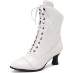 Grunge Witte Laarzen met hakken  voor een Kerstmis Pompadour hakken  in maat 42 voor Dames 