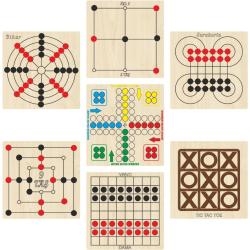Wooden Intelligence and Strategy Game Set 7 Pieces, Ludo+Checkers+3 Stone+9 Stone+Bihar+Surakarta And Tic-tac-toe eticset247