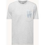 Woolrich Flag T-shirt met logo- en backprint - Grijsmele