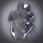 WOYAOFACAI Love Heart 3D Effect Wall Art, Abstract Metalen Figuur Sculptuur Canvas Schilderij Opknoping Schilderij, Wall Decor Woonkamer, Canvas Muur Foto's voor Woonkamer / Slaapkamer / Kantoor Deco,4,70x70cm