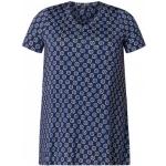 Donkerblauwe Viscose Yesta All over print T-shirts met opdruk V-hals  in maat 3XL voor Dames 