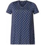Donkerblauwe Viscose Yesta All over print T-shirts met opdruk V-hals  in maat 5XL voor Dames 