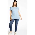 Lichtblauwe Yoek T-shirts Boothals  in maat 3XL voor Dames 