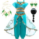 YOGLY Meisjes Prinses Jasmijn Kostuum Fancy Dress Up Aladdin Buik Dans Pailletten Kort Tops en Broeken Avondjurk voor Halloween Carnaval Verjaardag Party Outfit Kind 3-9 Jaar
