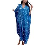 Bohemian Blauwe Handwas Bloemen Kimono's  voor de Zomer  in Onesize voor Dames 