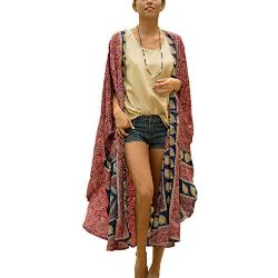 YouKD Bohemian Kimono Long Cardigan Beach Badpak Cover Up Maxi-jurk voor dames