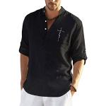 Casual Zwarte Linnen Shirt tops  voor een Bruiloft  voor de Lente button down  in maat XL 