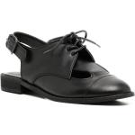 Zwarte Kalfsleren Slingback schoenen  voor de Zomer met Ronde neuzen met Vetersluitingen in de Sale voor Dames 