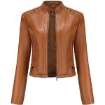 Bruine Biker jackets  voor de Lente  in maat XL voor Dames 