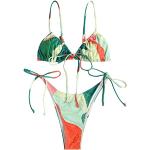 ZAFUL Strik Colorblock Tie Side String Bikini Badmode High Cut Tanga Bikini Set, groen, L