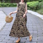 Casual Kaki Bloemen Mouwloze jurken  in maat 3XL Maxi voor Dames 