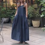 Casual Donkerblauwe Polyester Mouwloze jurken  in maat 3XL Maxi voor Dames 