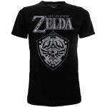 Zelda-Legend of Zelda T-Shirt Zwart 100% Offizielles Produkt Fan-Merch, Gaming, Nintendo Schild Shield Kind Meisje/Jongen (7-8 jaar)