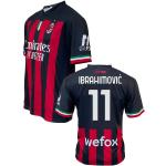ZeroPlayer shirt Milan Zlatan Ibrahimovic 11, Home 2021 2022, officiële replica (maat 2 4 6 8 10 12 jaar voor kinderen jongens) (maat S, M, L, XL, XXL, volwassenen), rood, zwart, 100% polyester