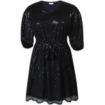 Zwarte Polyester Zhenzi Pailletten jurken V-hals Halflang met Sequins voor Dames 