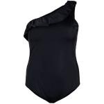 Zwarte Polyamide Zizzi Corrigerende badpakken One Shoulder  in Grote Maten voor Dames 