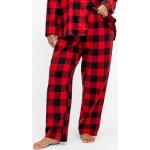 Rode Flanellen Zizzi Geblokte Pyjamabroeken  in Grote Maten  in maat XXL in de Sale voor Dames 