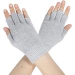 Grijze Wollen Stretch Vingerloze handschoenen  voor de Winter  in Onesize met motief van Fiets Sustainable voor Dames 