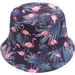 Marine-blauwe Polyester Bloemen Bucket hats  in Onesize met motief van Flamingo voor Dames 