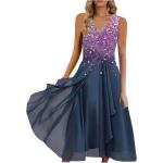 Klassieke Multicolored Chiffon Mouwloze jurken  voor een Stappen / uitgaan / feest V-hals  in maat M Maxi voor Dames 