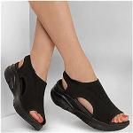 Casual Zwarte Ademend Sleehak sandalen  voor de Zomer Sleehakken  in maat 42 voor Dames 