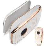 ZTANRWQ Smart Car Key Case Autosleutel Protector Cover voor Mercedes-Benz Key Case E/S-Klasse Key Case Beschermende Shell (Golden Edge Wit)