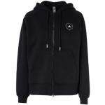 Zwarte Full Zip Hoodie met Wit Logo Adidas by Stella McCartney , Black , Dames