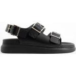 Zwarte Kalfsleren Alexander McQueen Platte sandalen  in 40 Sustainable in de Sale voor Heren 