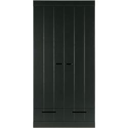 Zwarte kledingkast 2-deurs met lades 94x53x195cm