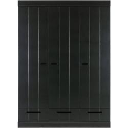 Zwarte kledingkast 3-deurs met lades 140x53x195cm