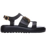 Zwarte Kalfsleren Tod's Platte sandalen  in maat 41 met Gespsluiting in de Sale voor Dames 