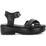 Zwarte Moma Gevlochten Platte sandalen Sleehakken  in maat 36 Sustainable voor Dames 